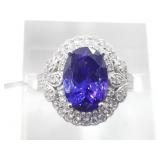 Natural AAA quality tanzanite and diamond ring set