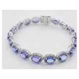 14kt White gold and natural tanzanite and diamond