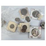 Assorted contemporary US coinage: Roosevelt, dolla