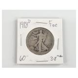 1918 D Walking Liberty silver half
