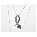 Sterling silver, topaz and opal mosaic necklace