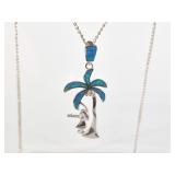 Sterling silver and opal mosaic necklace in brand