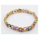 14kt Two tone gold and natural multicolored sapphi