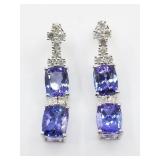 Tanzanite and diamond earrings set in platinum wit