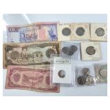 Mixed lot with buffalo nickels, foreign paper curr