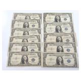 11 Silver certificates mostly 1935 series