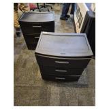 Pair of three drawer storage bins in near perfect