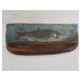 Michael Scott colored scrimshaw of a salmon art on