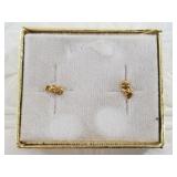 Pair of tiny gold nugget earrings, each nugget is
