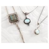 3 Sterling silver necklaces: 2 with stunning opal