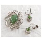 Sterling silver Sorrento brooch and earring set wi