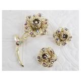 Stunning vintage Trifari brooch and clip on earrin