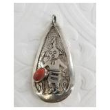 Sterling silver vintage pawn pendant, double sided