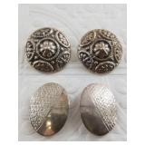 2 vintage pairs of clip on Sterling silver earring