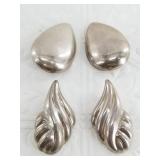 2 vintage pairs of clip on Sterling silver earring