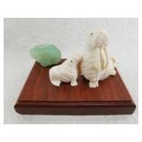 Dennis Pungowiyi scenery with walrus and pup carve