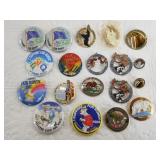 Collection of Fur Rondy pins and buttons
