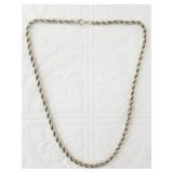 Vintage sterling silver twisted link chain, 16" to