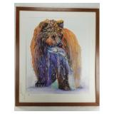 Helen J. Simeonoff print of a bear, matted and fra