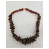Large amber beaded necklace, 17" long 46 grams, wi