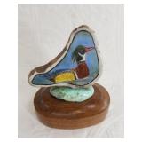 Michael Scott colored scrimshaw of a red breasted