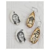 Mixed lot with scrimmed old ivory earrings and 2 s