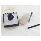 2 Displayed specimens of Azurite and an additional