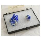 2 Displayed specimens of Barite, and linarite from