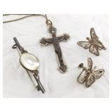 Sterling silver Crucifix pendant on a silver tone