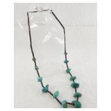 Lovely turquoise chunk necklace with keishi beads