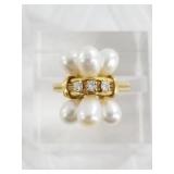 Unique 10kt gold, freshwater cultured pearl and 3