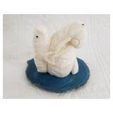 Dennis Pungowiyi ivory carving of a mother walrus