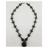 Beaded stone and druzy glass necklace