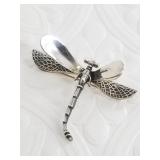 Sterling silver dragon fly brooch, very detailed,