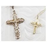 2 Sterling silver  Cross necklaces: 1 is gold plat