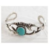 Turquoise and pawn silver bracelet in excellent co