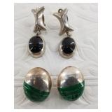 2 Pairs of sterling silver vintage clip on earring