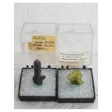 2 Displayed specimens of  Rutile and Chrysoberyl
