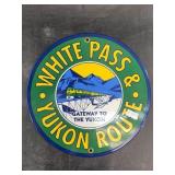Enameled sign White Pass and Yukon RR route in exc