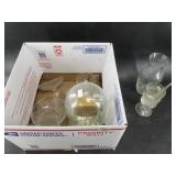 Box lot of  mostly glassware and an 8 day clock NO