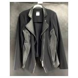 Ladies zip up full leather and polyester vest, siz