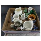 Collection of porcelain glass and metal pitchers,