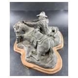 Lot of 2: Resin figurine and an ironwood carving