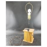 Side table lamp made with antique coffee mill, no