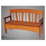 Wood bench with hidden storage