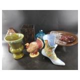 Large lot of home goods including Fostoria coin bl