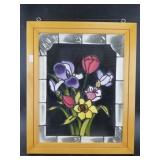 Small stain glass window  16.25" tall  NO SHIPPING