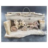 Beautiful diorama with an antique cast iron horse