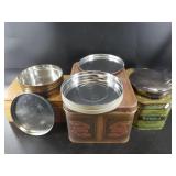 Large collection of tins, boxes, silver-plate lidd