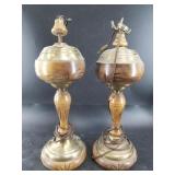 Pair of vintage wood table lamps, no shade, repair